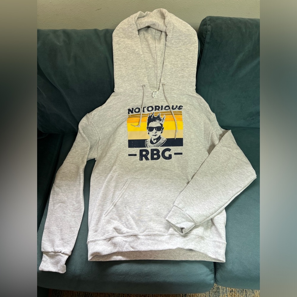 Notorious RBG Screenprint Grey Hoodie Unisex M